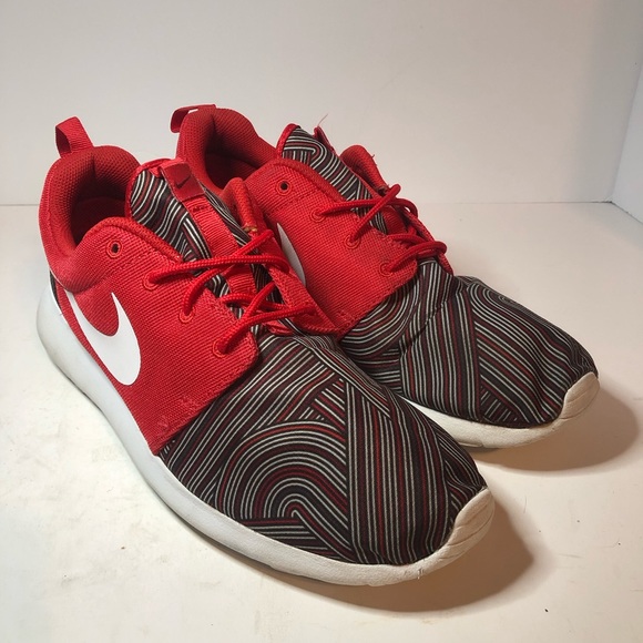 Nike Roshe Red & Grey Crazy Design Style Cross Trainers Men’s Size 8.5. - Picture 5 of 8